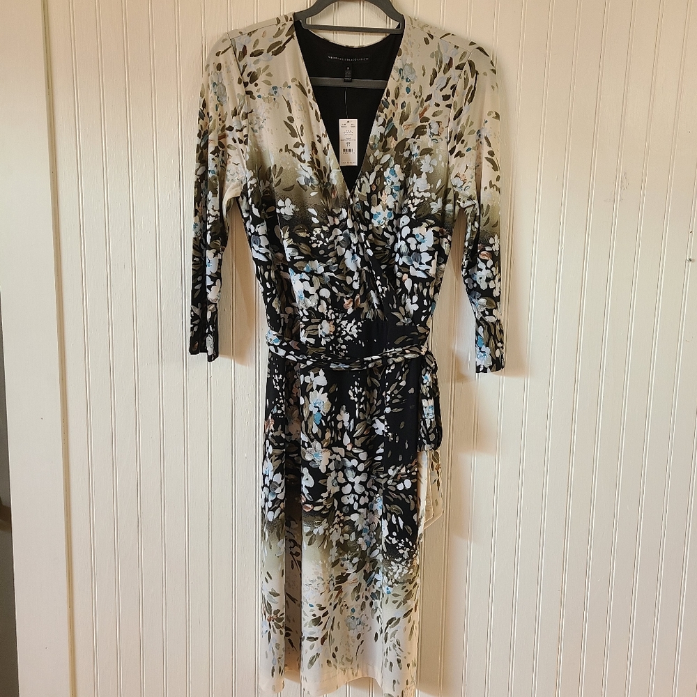 White House Black Market Floral Wrap Dress, Size 10